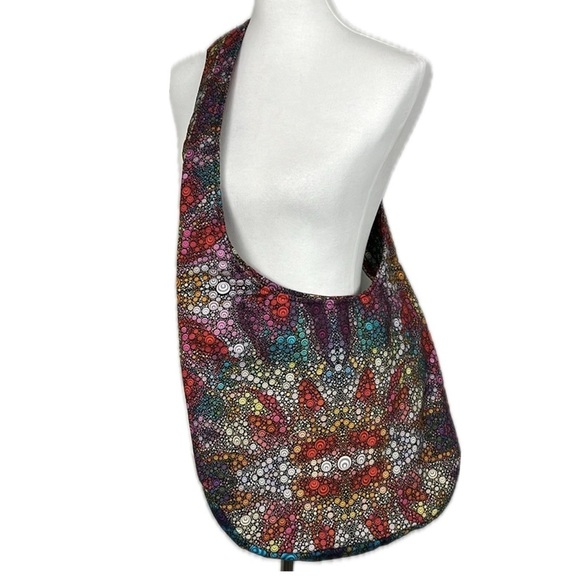 Multi Colored Fabric Hobo Sling Shoulder Bag Boho Festival Free Spirit Hippie OS - Picture 1 of 11
